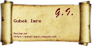 Gubek Imre névjegykártya